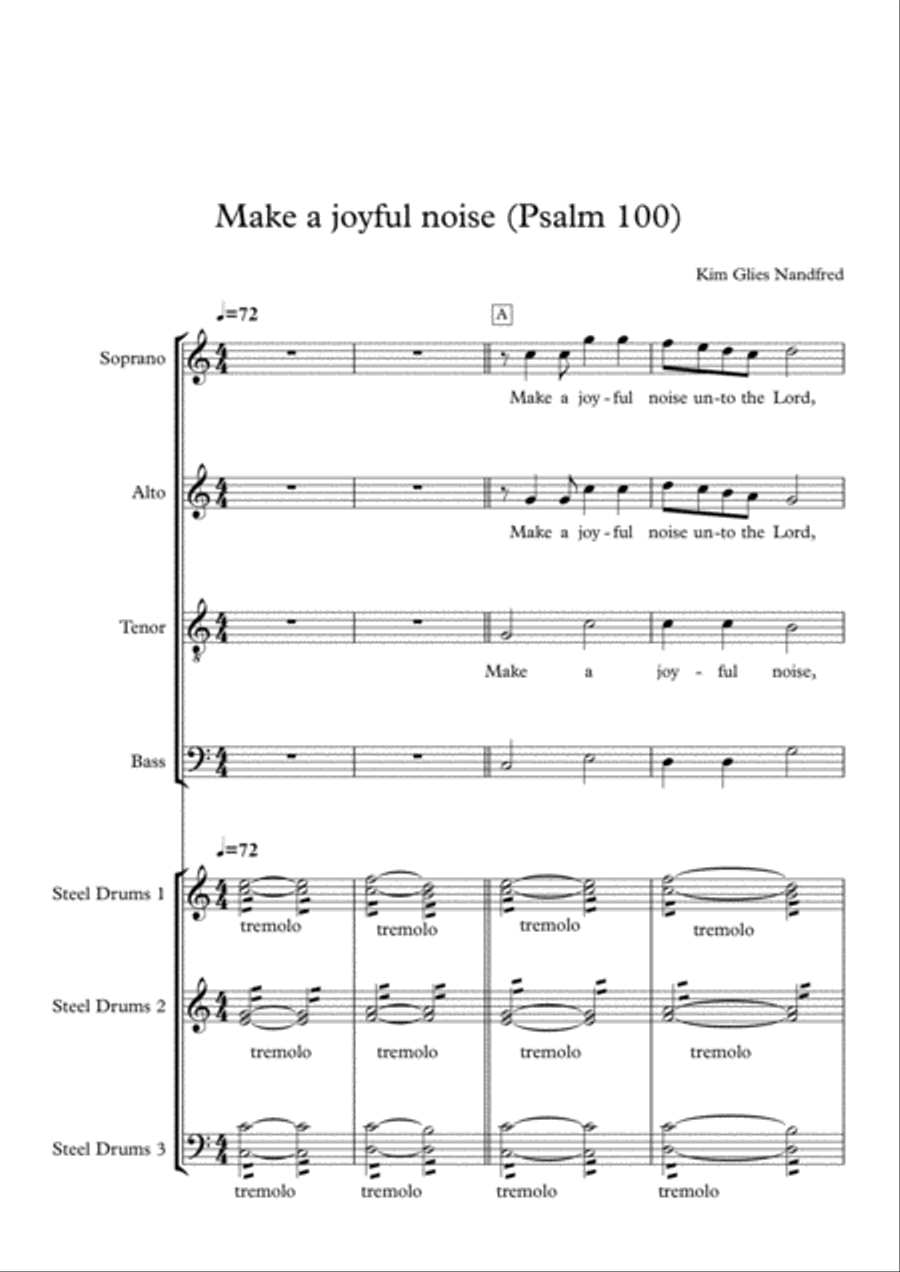 Make a joyful noise (psalm 100) for mixed choir & steel drums 4-Part scores gallery preview page 1