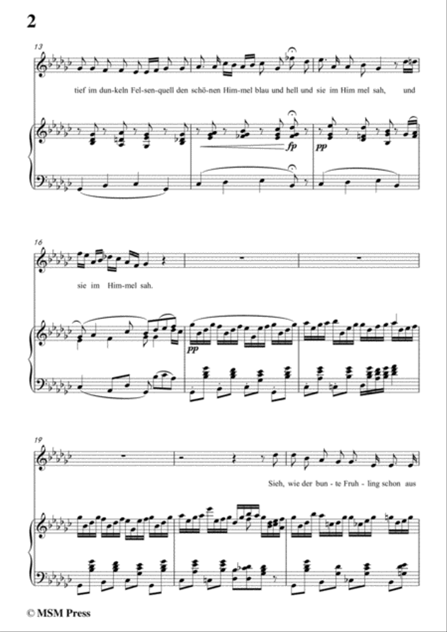 Schubert-Im Frühling in G flat Major,for voice and piano Voice Solo scores gallery preview page 4