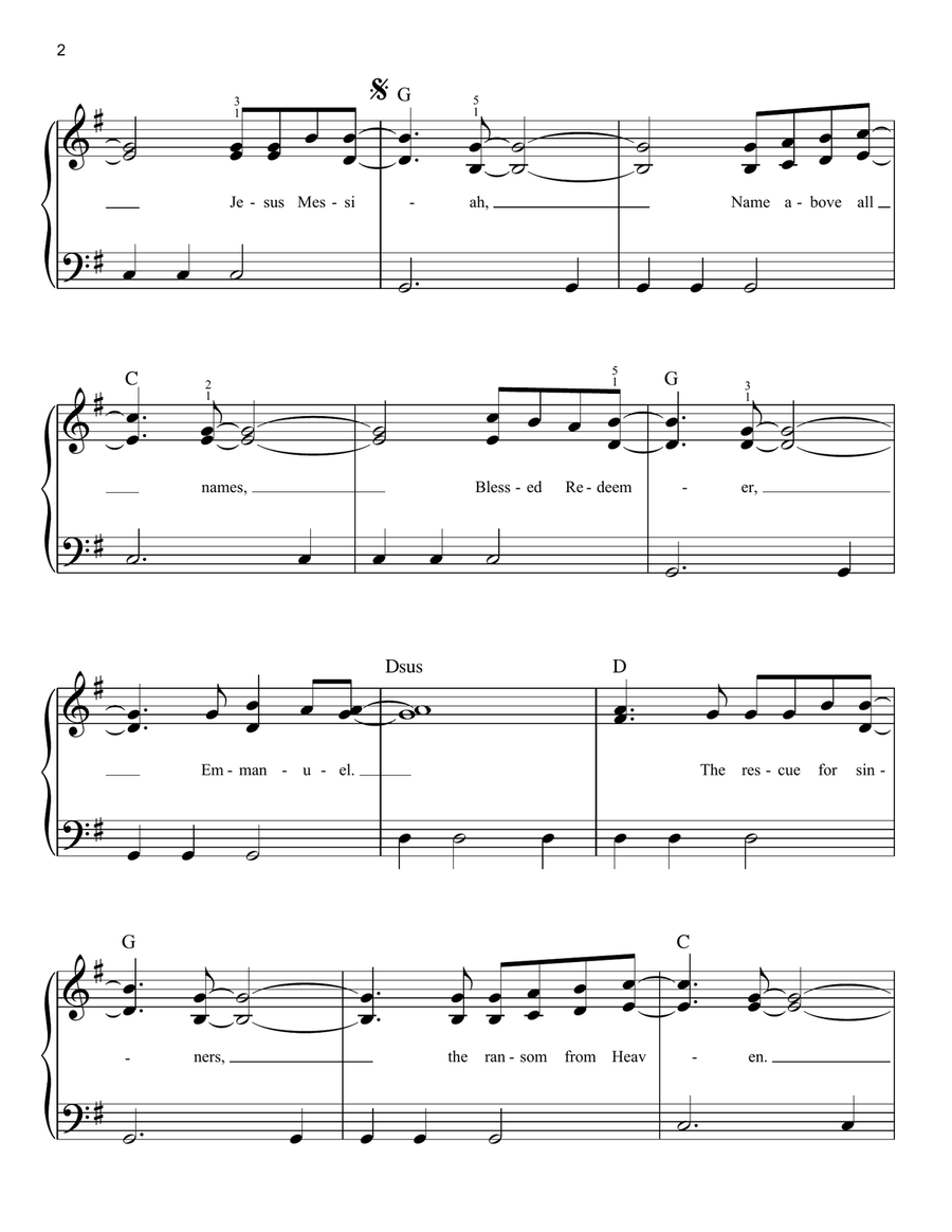 Jesus Messiah Easy Piano scores gallery preview page 2