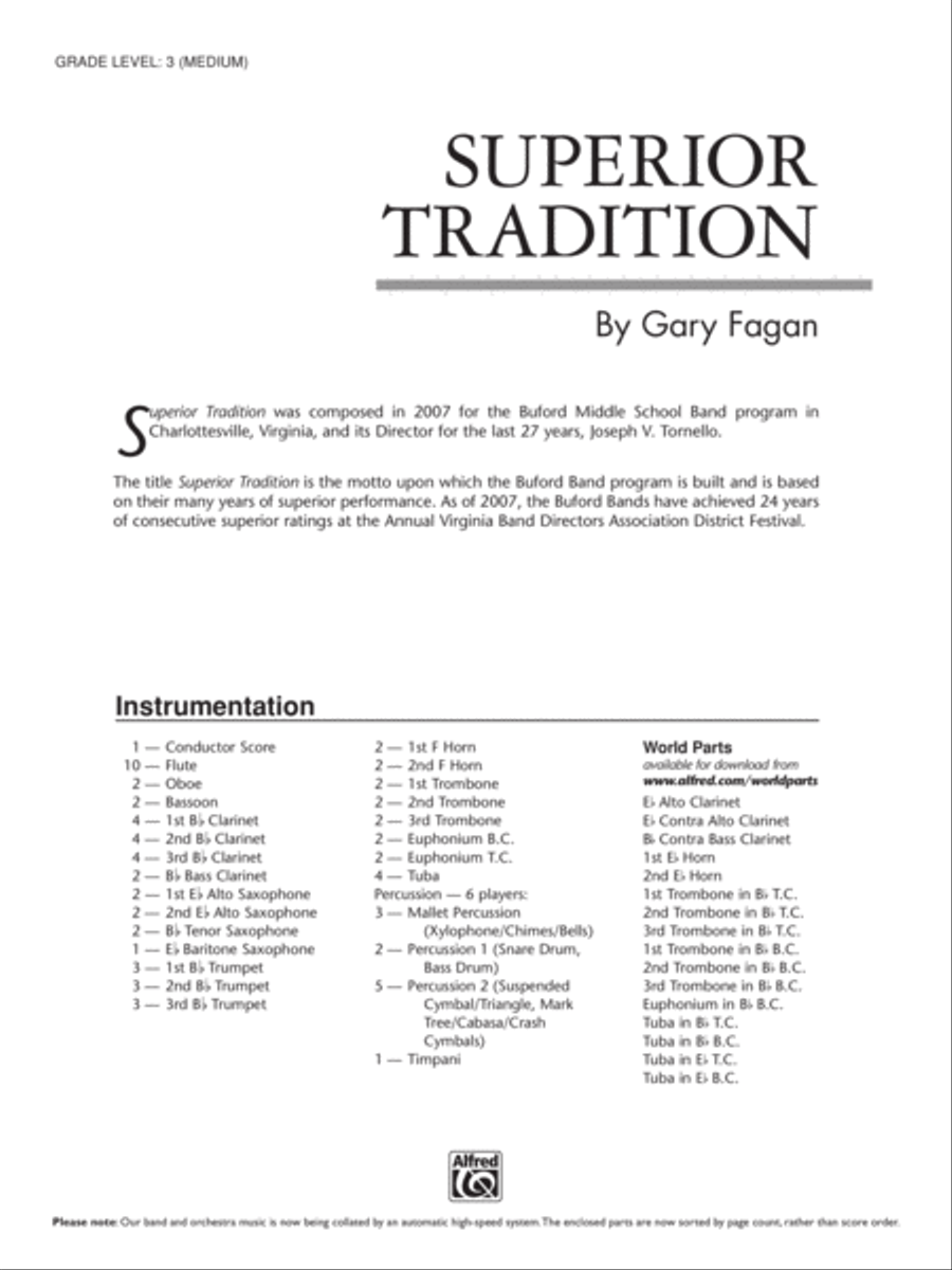 Superior Tradition: Score Concert Band scores gallery preview page 1