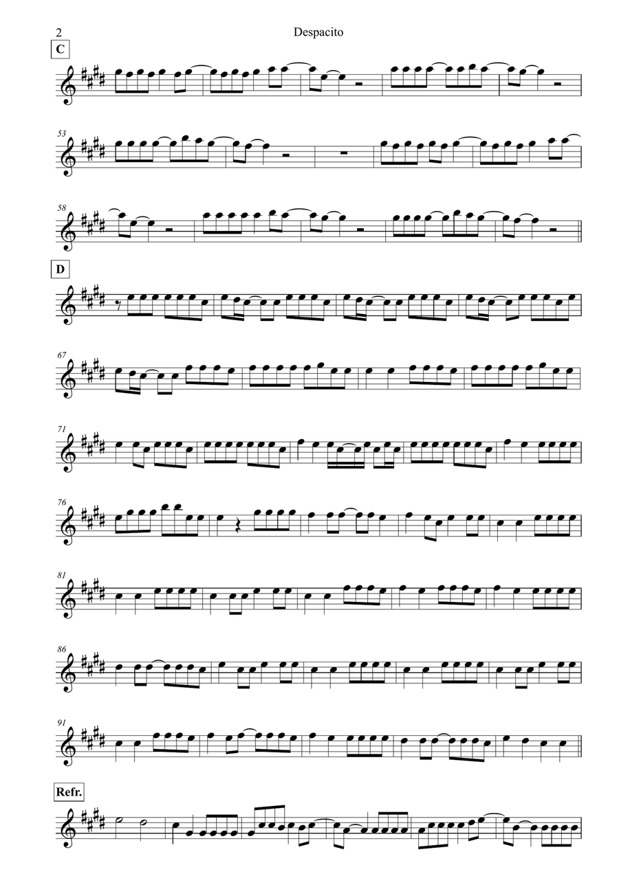 Despacito Tenor Saxophone scores gallery preview page 2