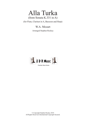 Book cover for Alla Turka for Chamber Ensemble Flute Clarinet in A Bassoon Harp
