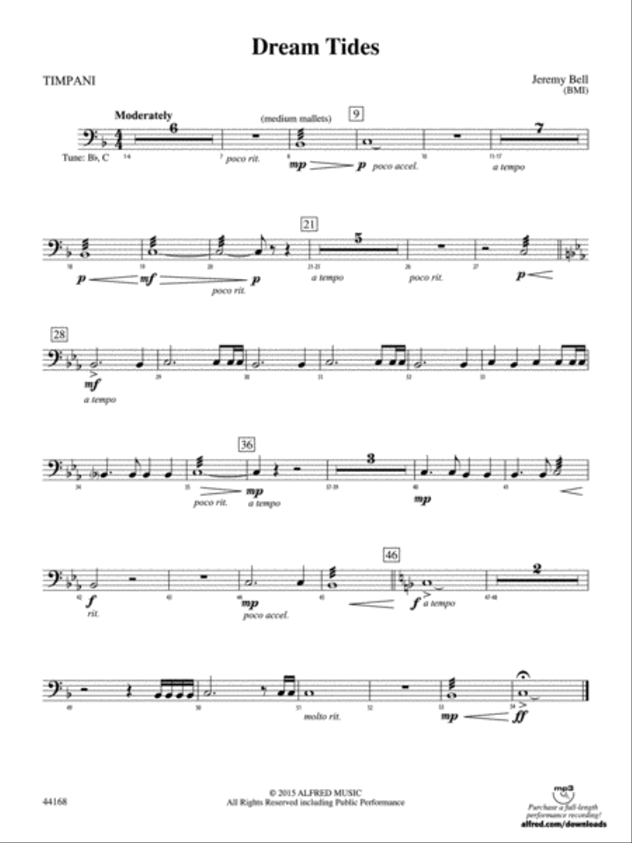 Dream Tides: Timpani Concert Band scores gallery preview page 1