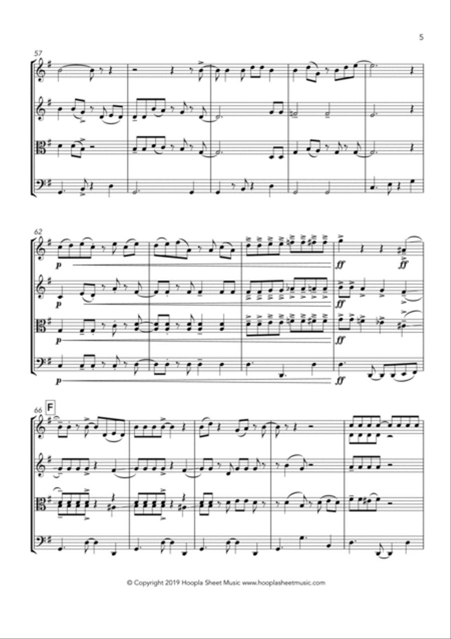 Jingle Bells Salsa String Quartet scores gallery preview page 5