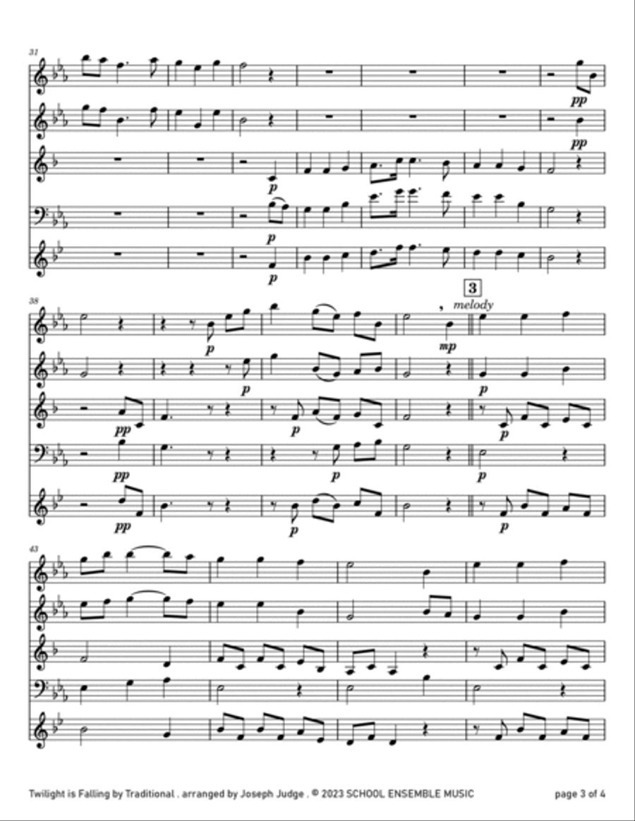 Twilight Is Falling for Woodwind Quartet in Schools Twilight Is Falling for Woodwind Quartet in Schools Woodwind Quartet scores gallery preview page 3
