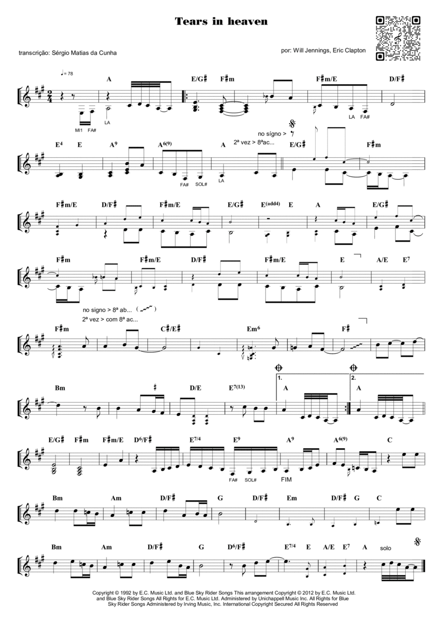 Tears In Heaven Piano Solo scores gallery preview page 1