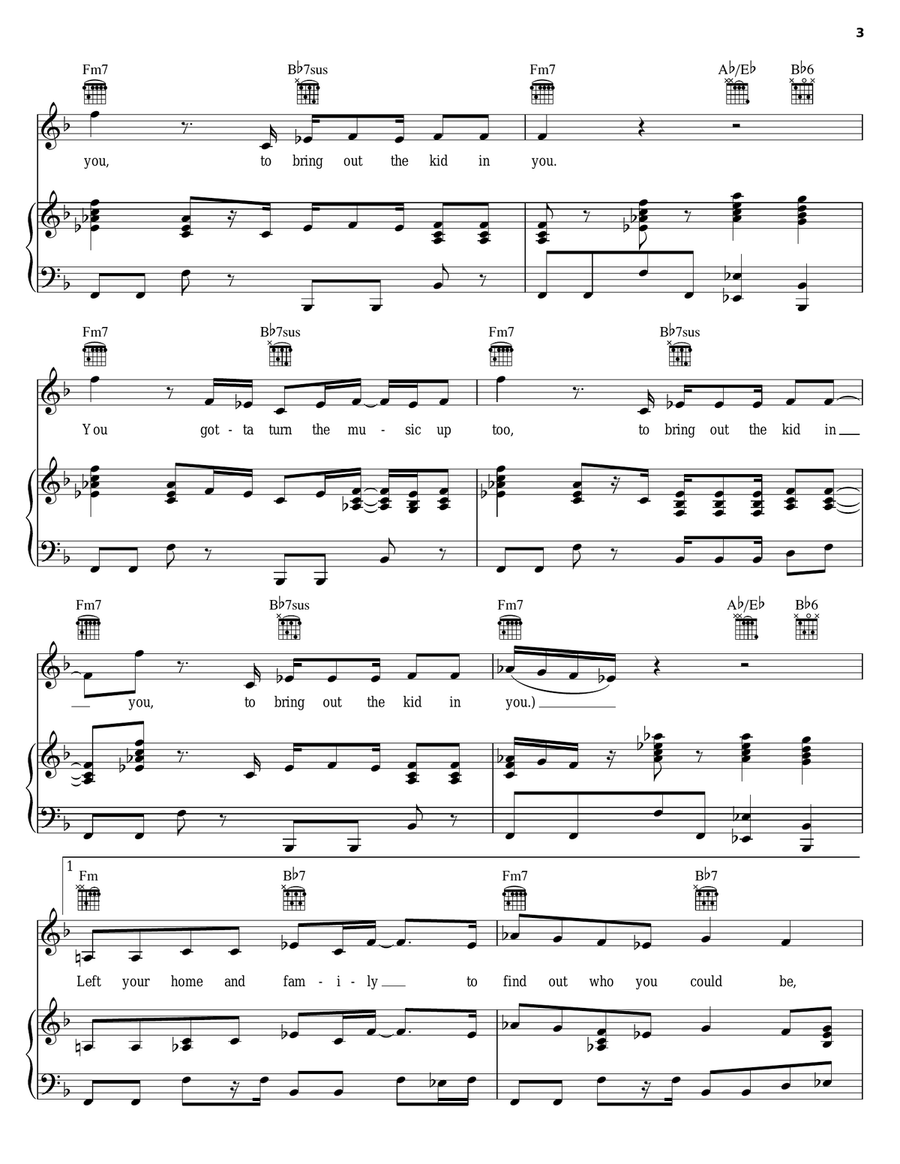 The Kid In You Piano, Vocal, Guitar scores gallery preview page 3