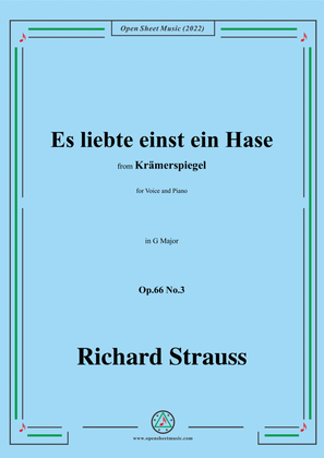 Book cover for Richard Strauss-Es liebte einst ein Hase,in G Major,Op.66 No.3