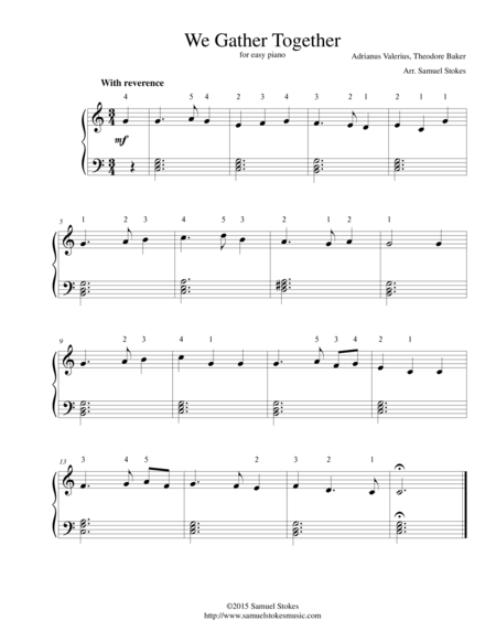 We Gather Together (The Thanksgiving Hymn) - for easy piano image number null