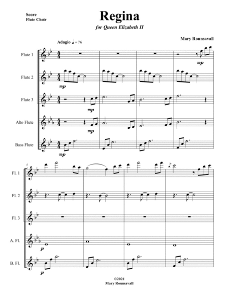 Regina (Flute Choir Arrangement) Flute Choir scores gallery preview page 2