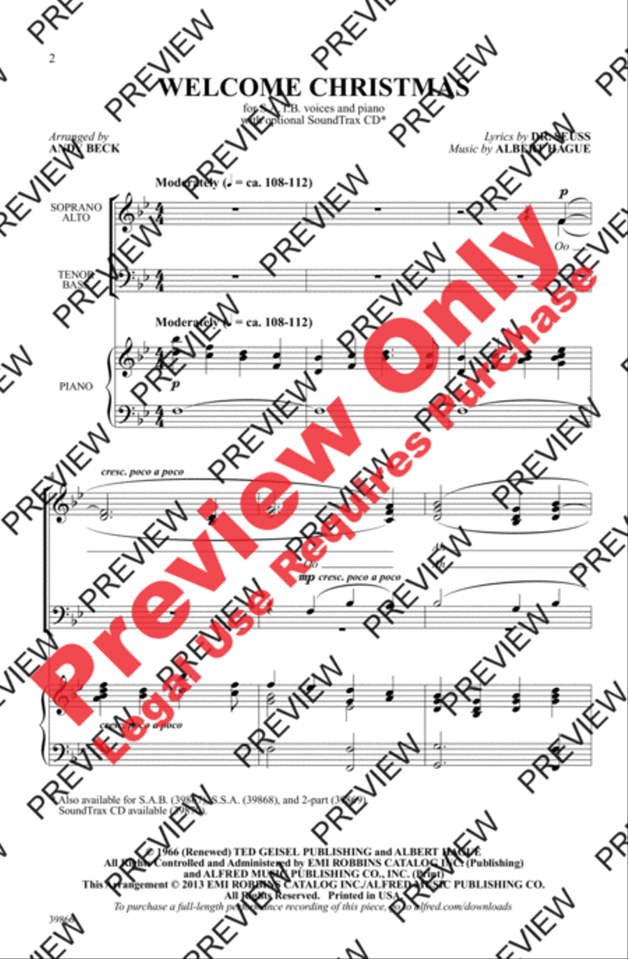 Welcome Christmas Welcome Christmas 4-Part scores gallery preview page 2