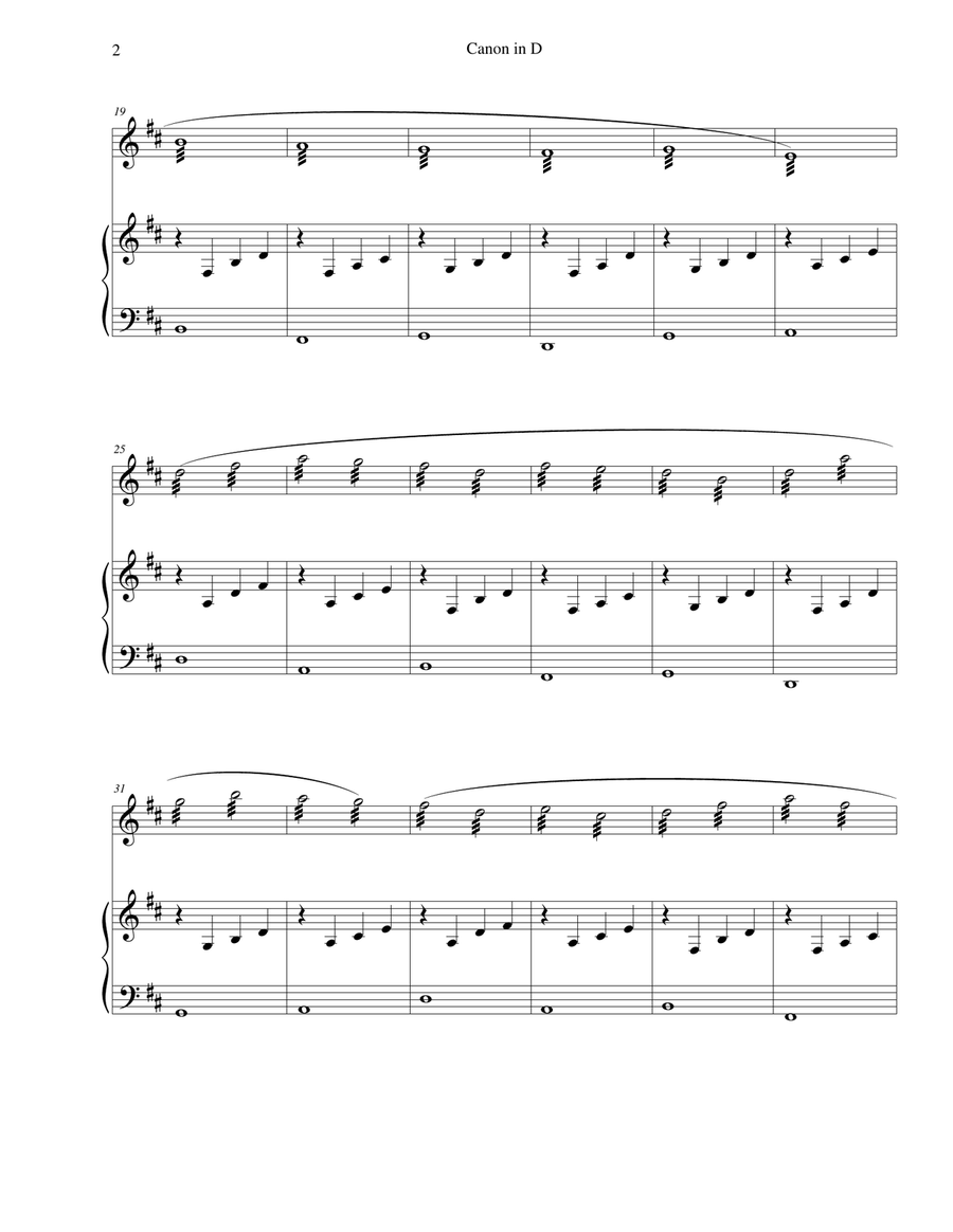 Pachelbel's Canon in D - for xylophone (or marimba) and piano Piano scores gallery preview page 2