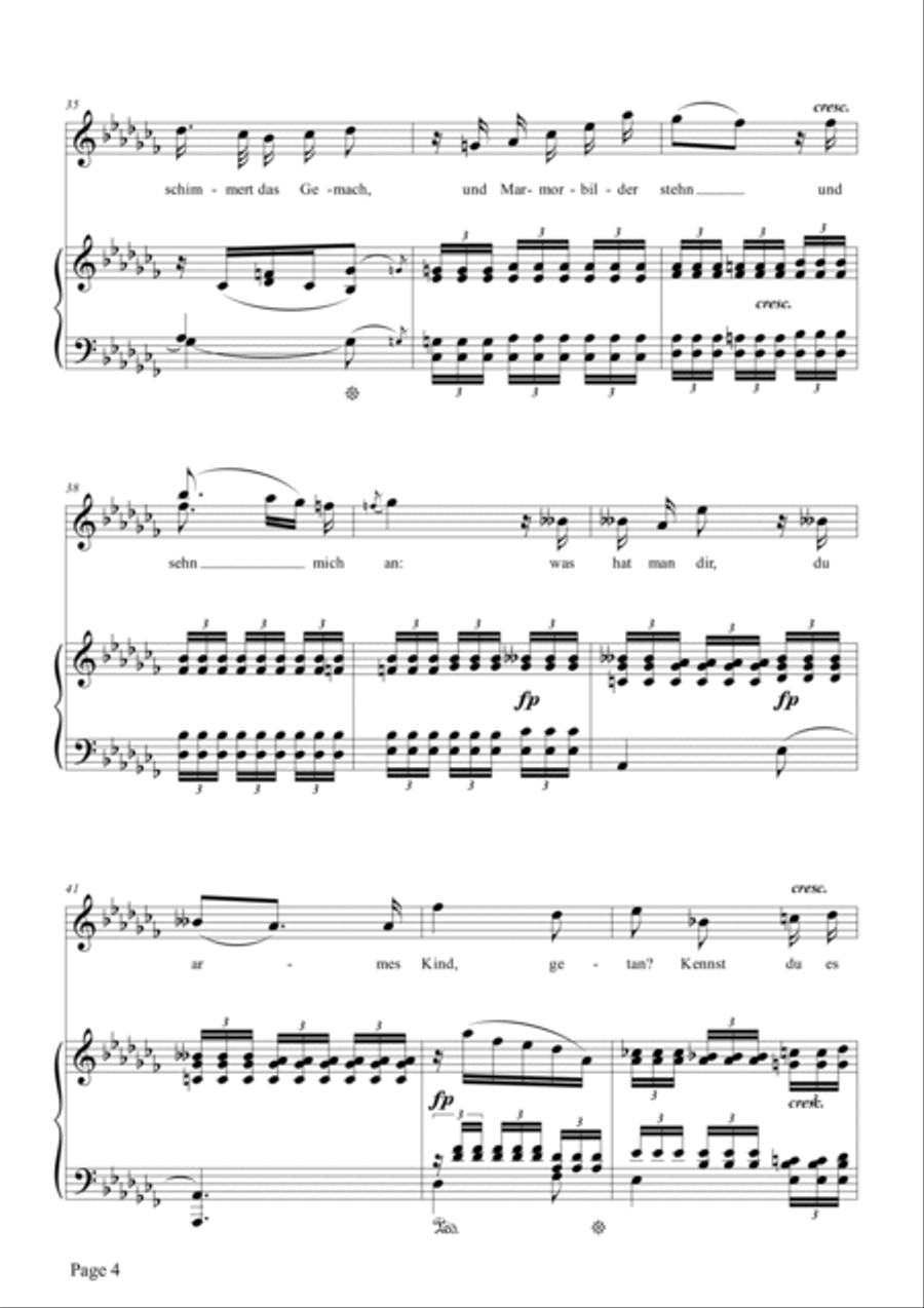 Schumann-Mignon(Kennst du das Land),Op.98a No.1 in a♭ minor Voice scores gallery preview page 5