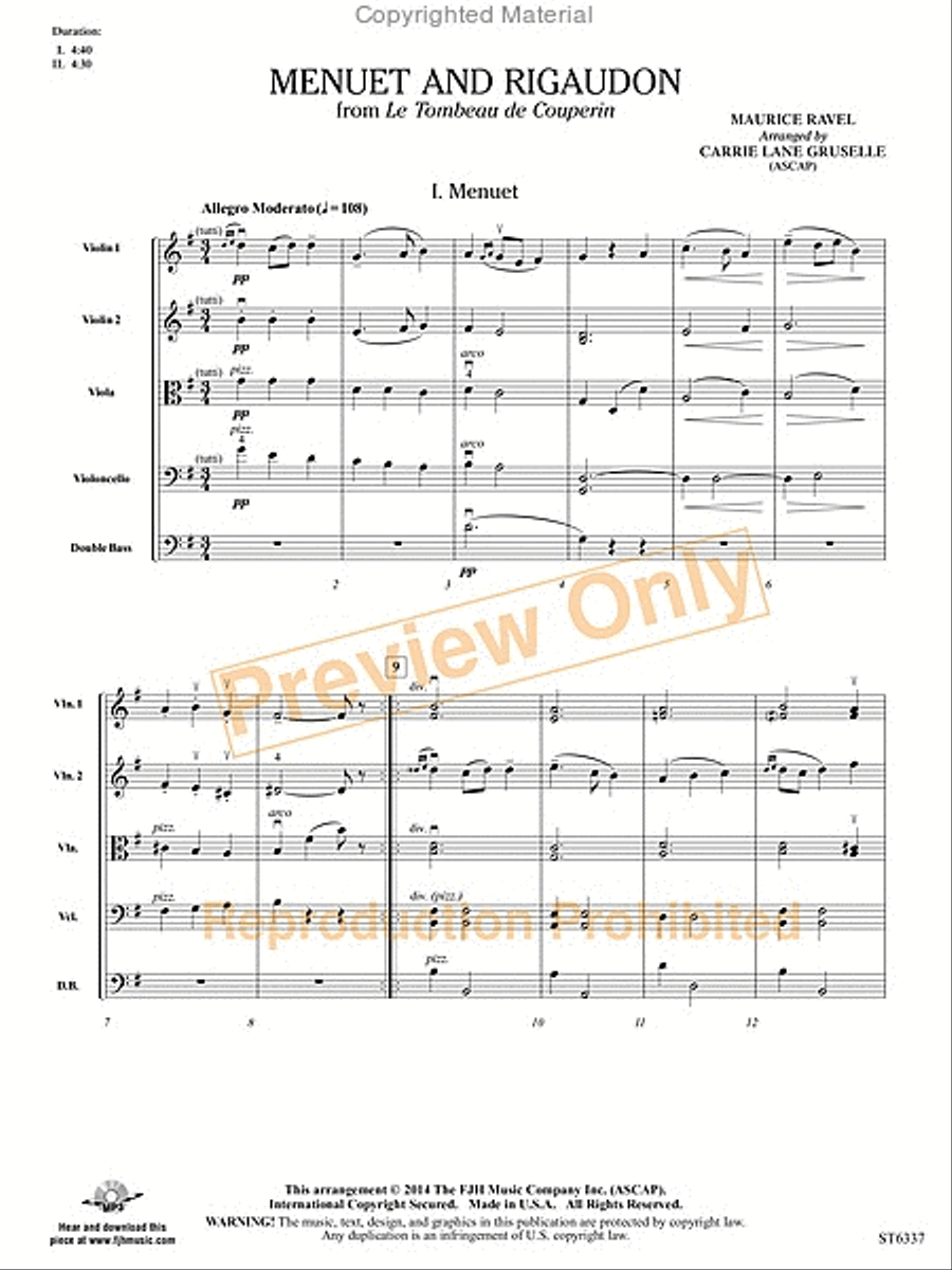 Menuet and Rigaudon String Orchestra scores gallery preview page 4