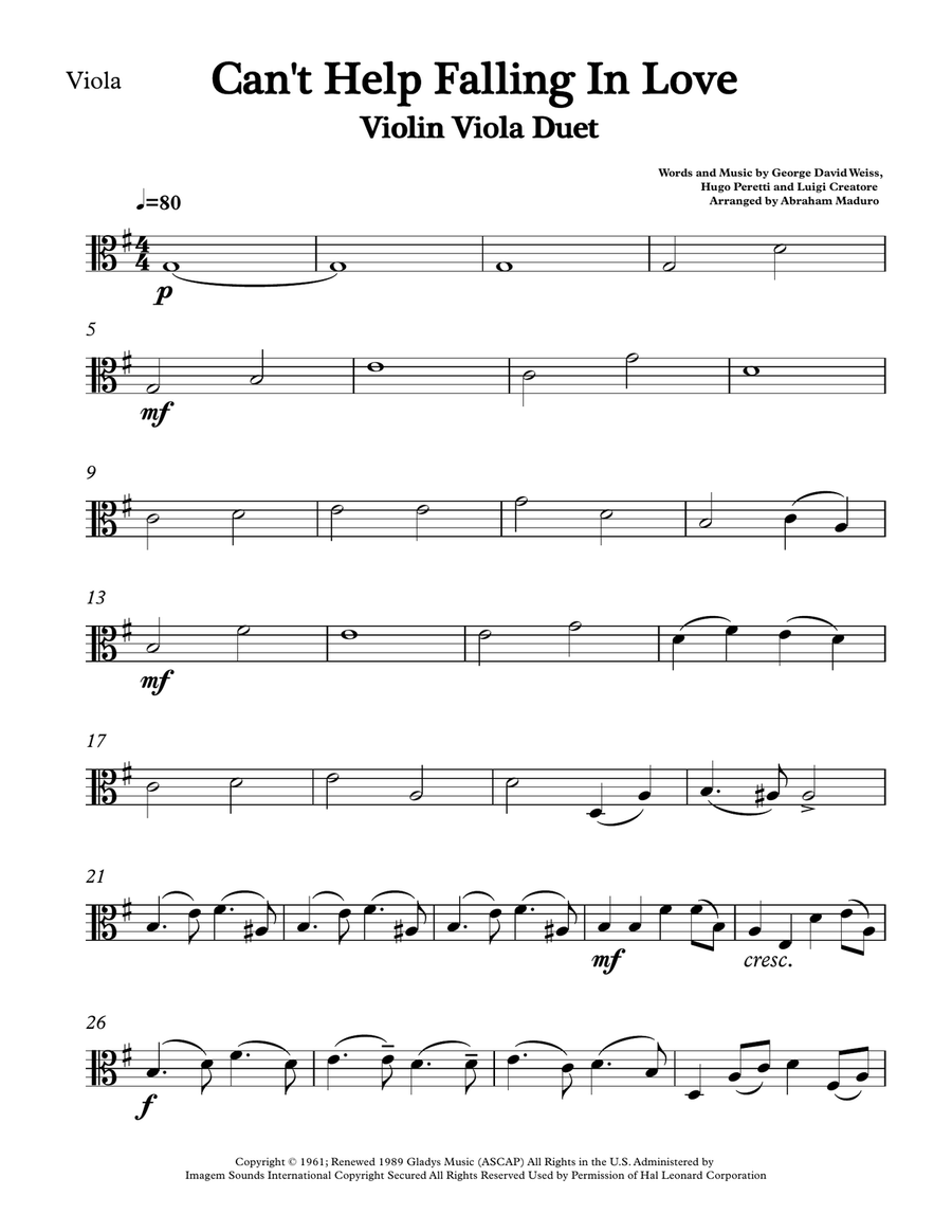 Can't Help Falling In Love String Duet scores gallery preview page 6