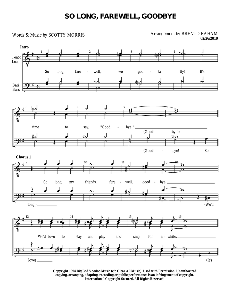 So Long-farewell-goodbye TTBB scores gallery preview page 1