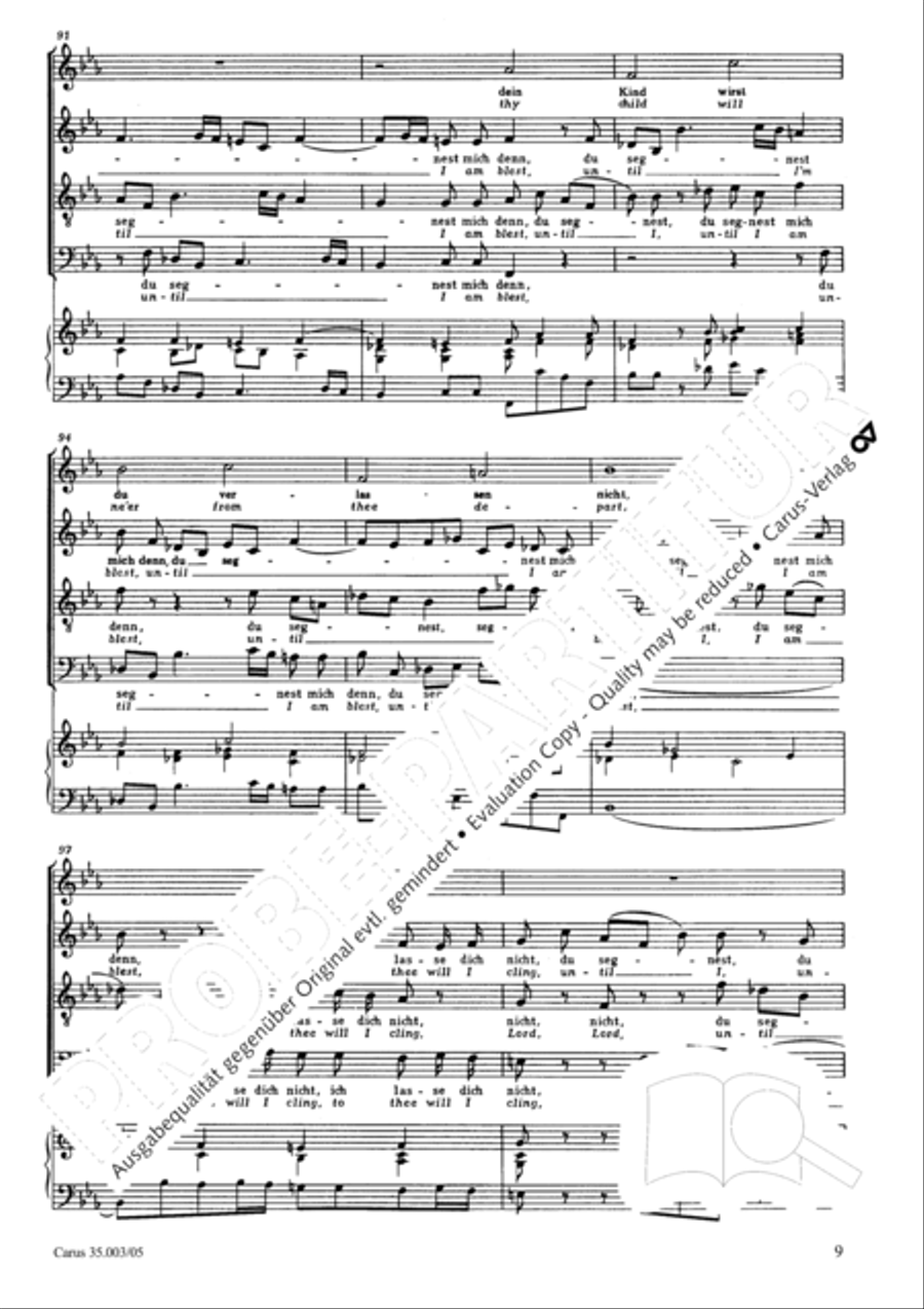 Lord, do not depart until I am blessed (Ich lasse dich nicht, du segnest mich denn) 4-Part scores gallery preview page 10