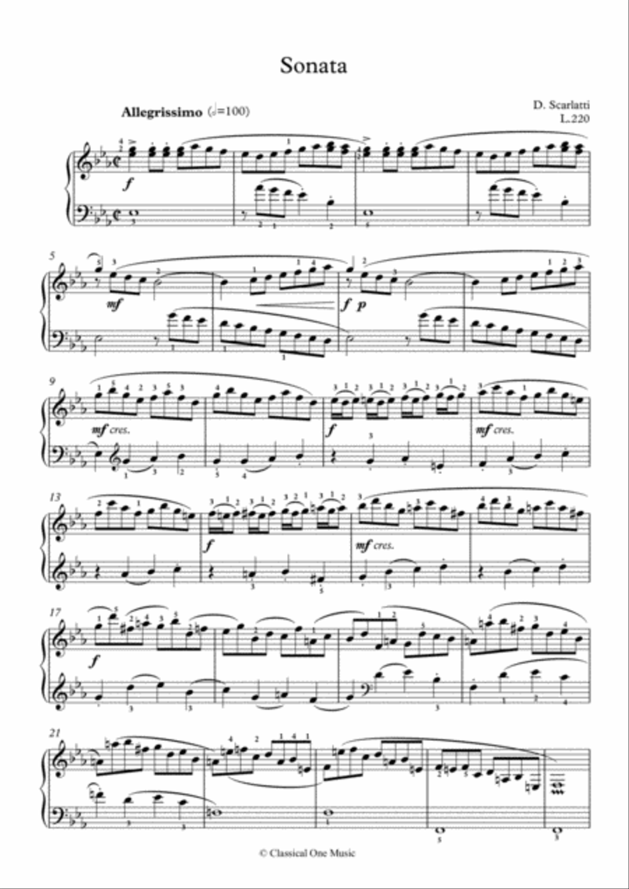 Scarlatti-Sonata in E flat-Major L.220 K.475(piano) Piano Solo scores gallery preview page 2
