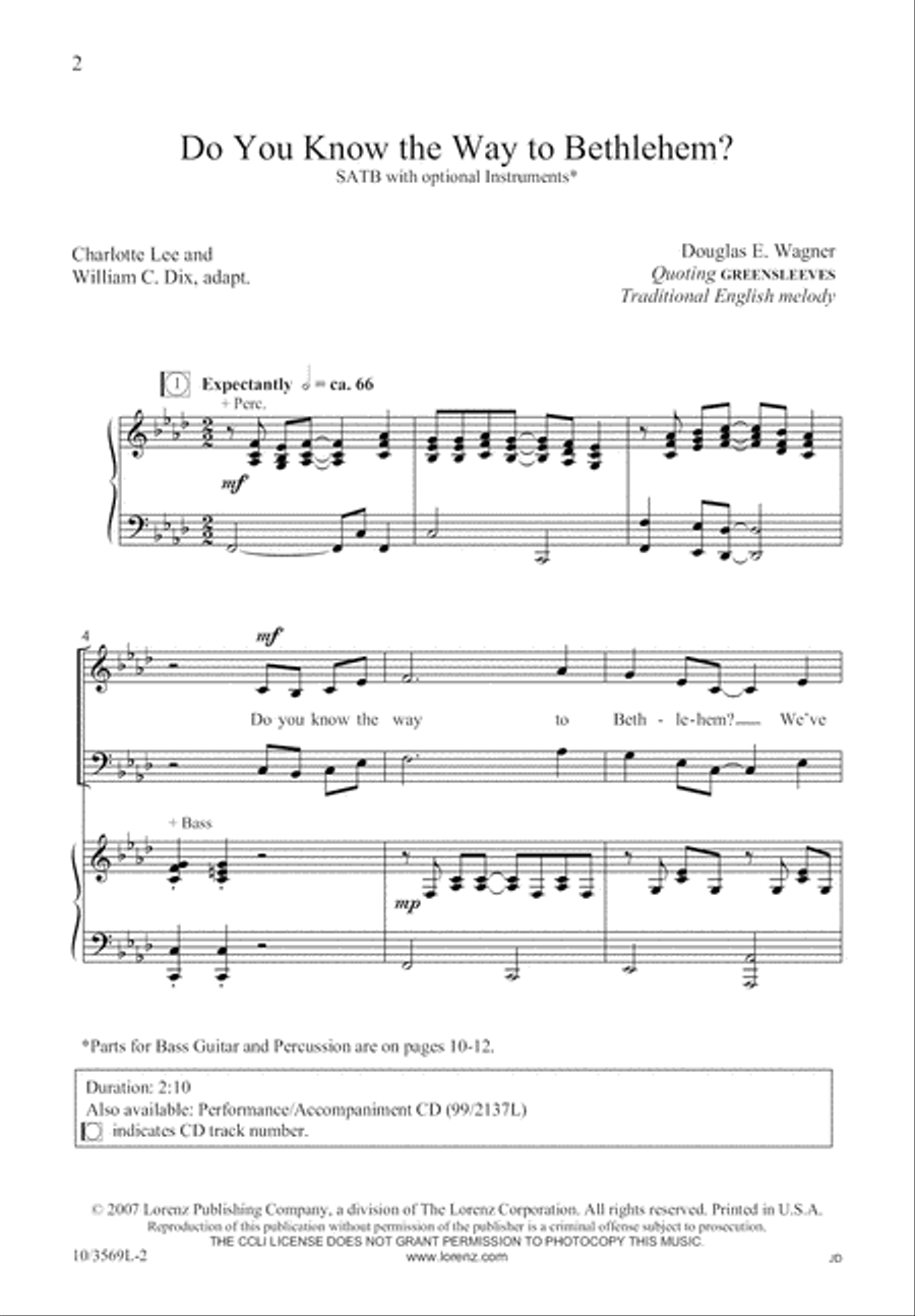Do You Know the Way to Bethlehem? 4-Part scores gallery preview page 3
