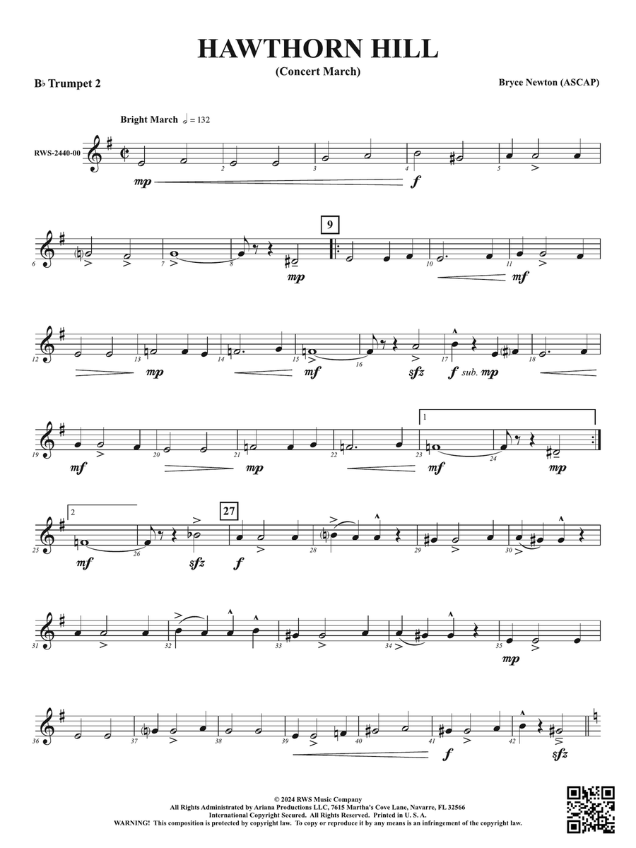 Hawthorn Hill - (Concert March): 2nd B-flat Trumpet B-Flat Trumpet scores gallery preview page 1