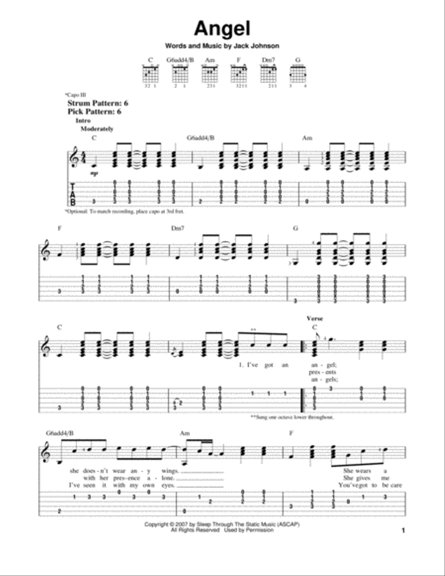 Angel Acoustic Guitar scores gallery preview page 1