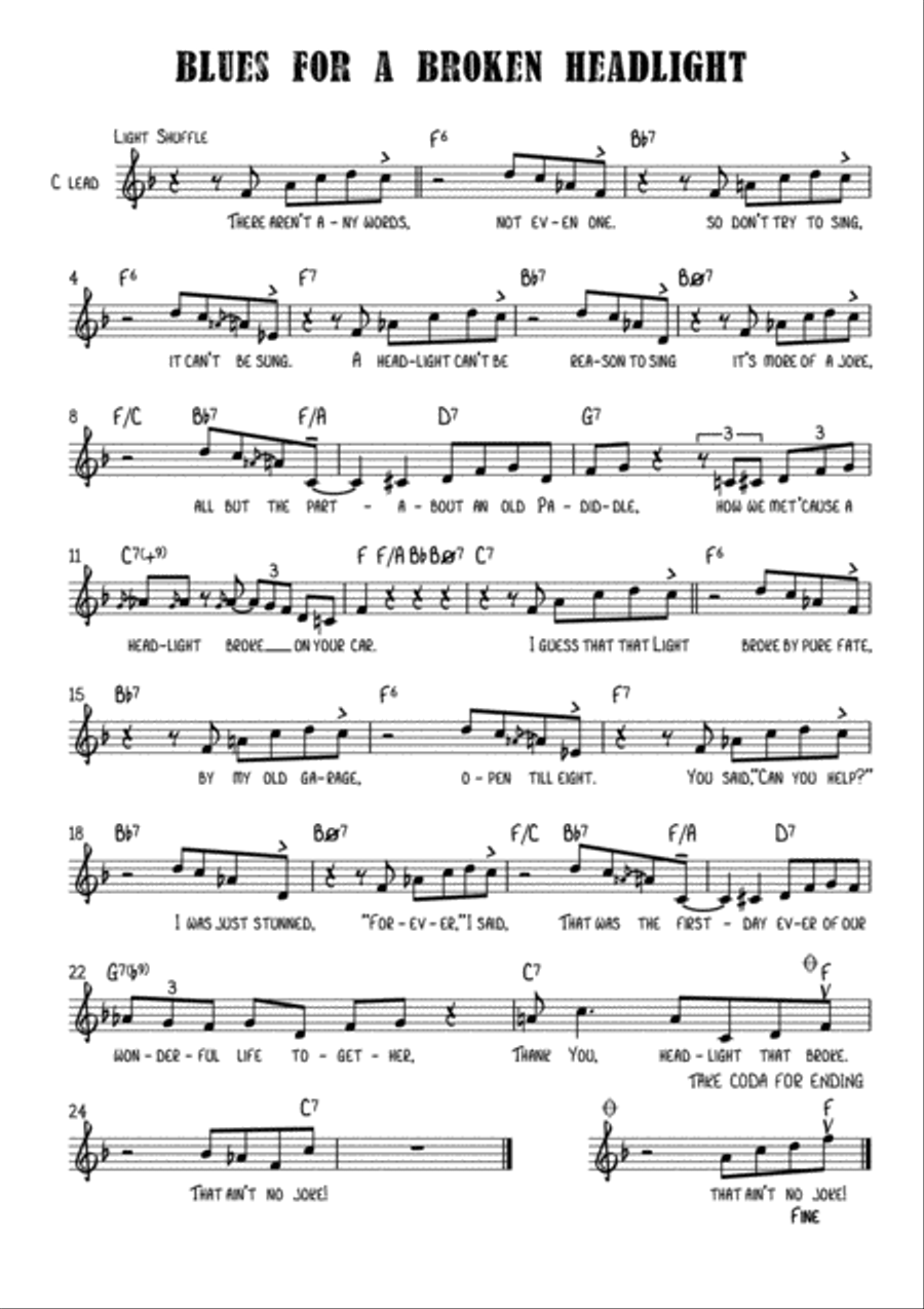 Blues For A Broken Headlight Voice scores gallery preview page 1
