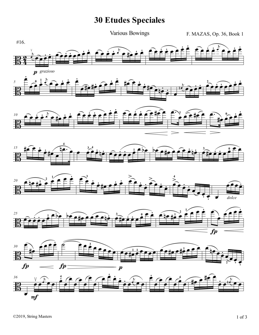 Mazas, Etudes for Viola Op 36, Book 1, No.16