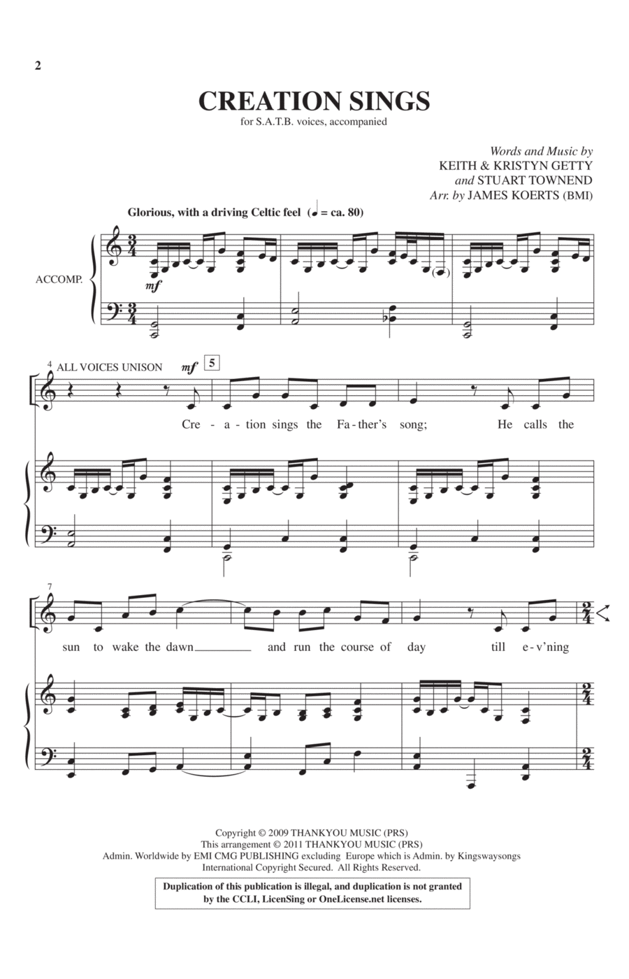 Creation Sings Creation Sings 4-Part scores gallery preview page 1