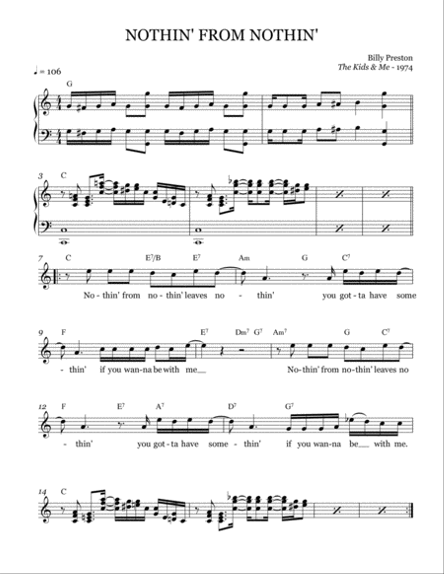 Nothing From Nothing Voice scores gallery preview page 1