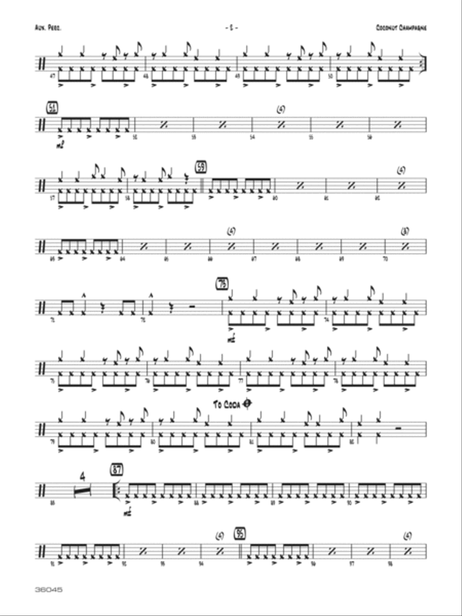 Coconut Champagne: 1st Percussion Jazz Ensemble scores gallery preview page 2