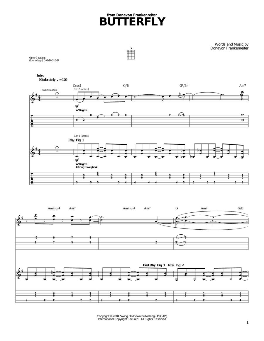 Butterfly Acoustic Guitar scores gallery preview page 1