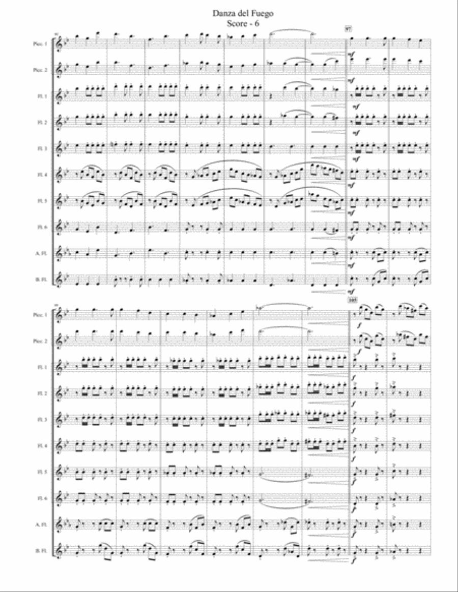 Danza del Fuego (for Flute Choir with Piccolo duet) Flute Choir scores gallery preview page 6