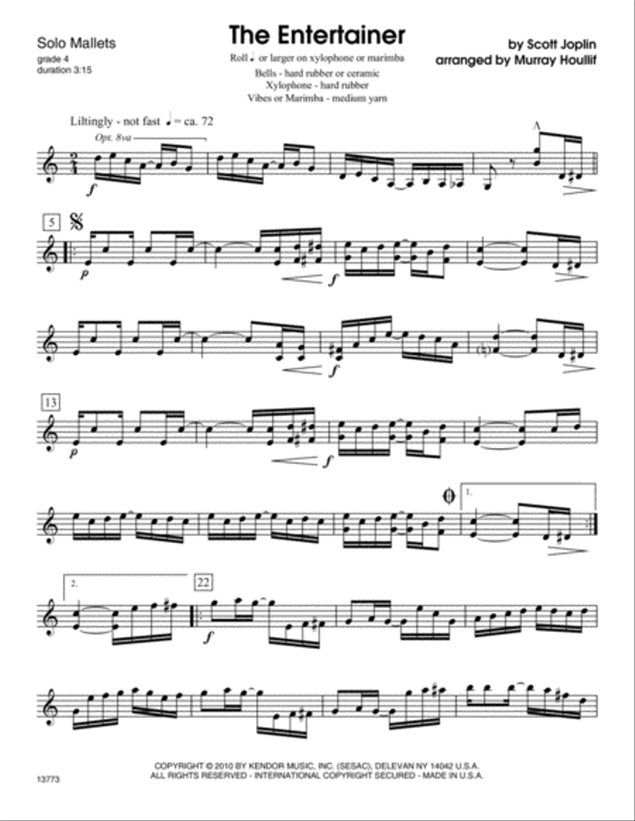 Entertainer, The Percussion scores gallery preview page 2