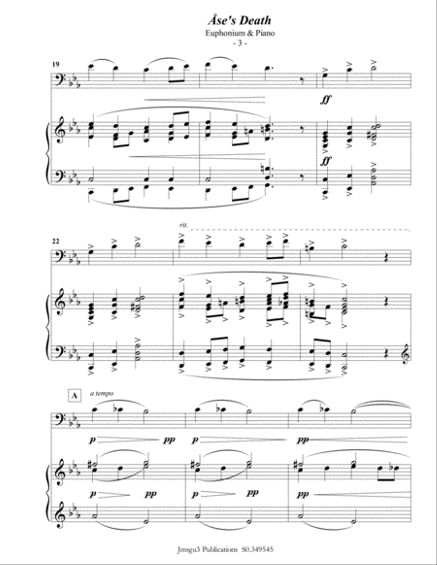 Grieg: Ase's Death from Peer Gynt Suite for Euphonium & Piano Euphonium scores gallery preview page 4