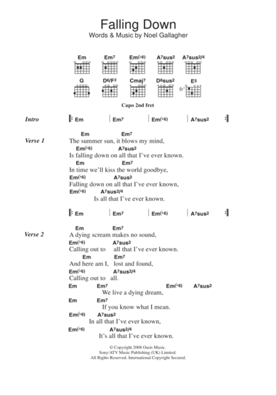 Falling Down Guitar scores gallery preview page 1