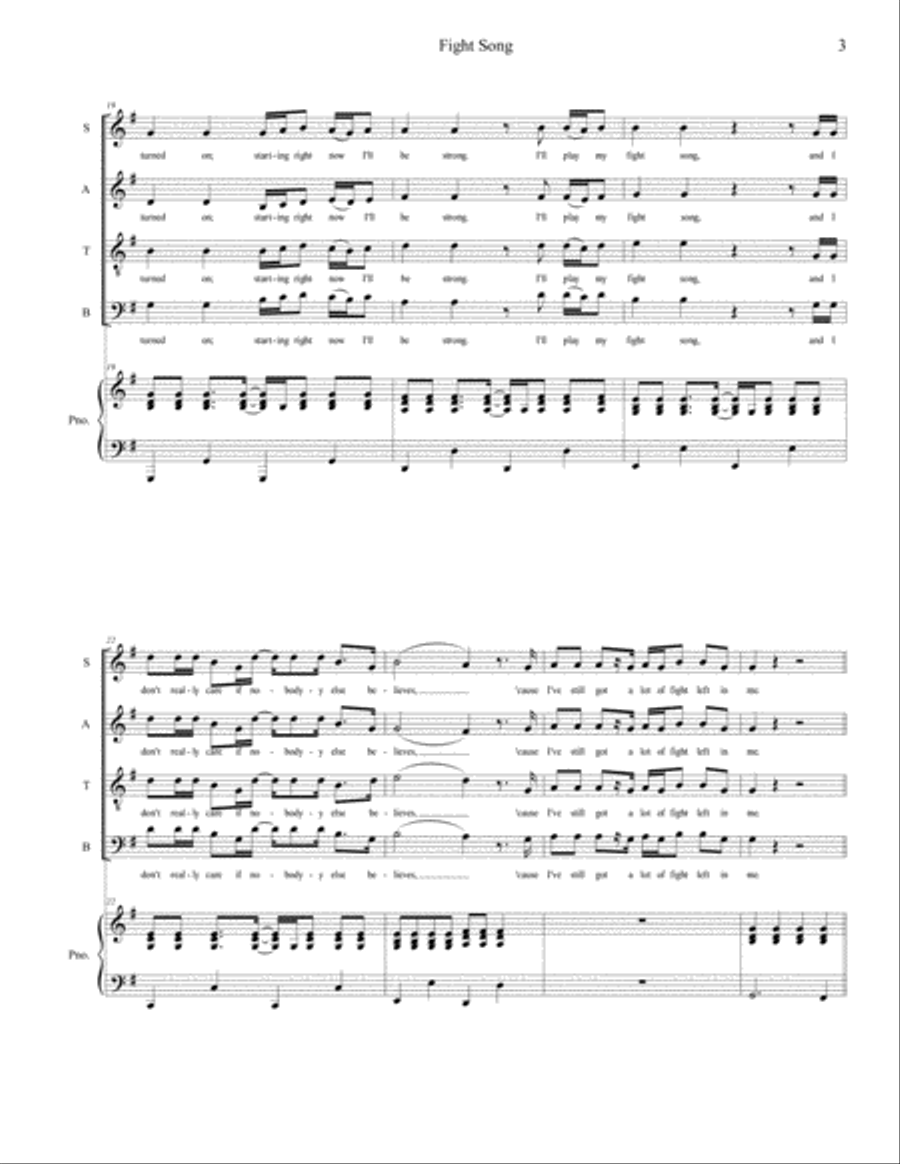 Fight Song 4-Part scores gallery preview page 3