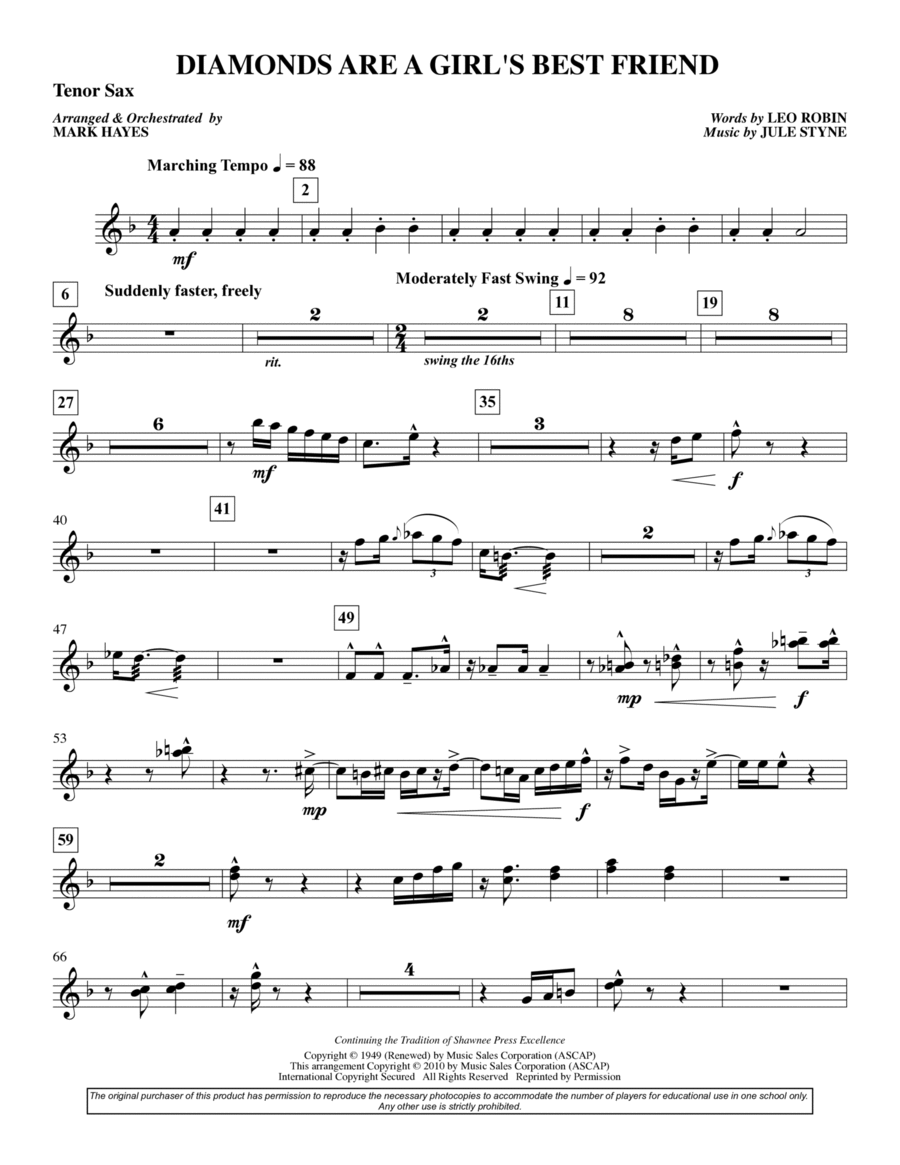 Diamonds Are A Girl's Best Friend - Tenor Sax Choir scores gallery preview page 1