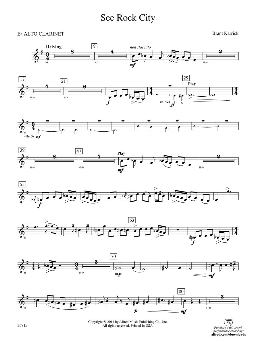 See Rock City: (World Part) E-flat Alto Clarinet