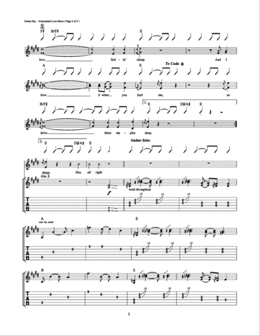 Dominated Love Slave Electric Guitar scores gallery preview page 2