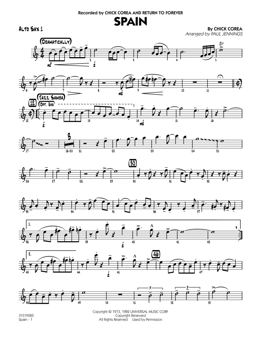 Spain - Alto Sax 1 Alto Saxophone scores gallery preview page 1