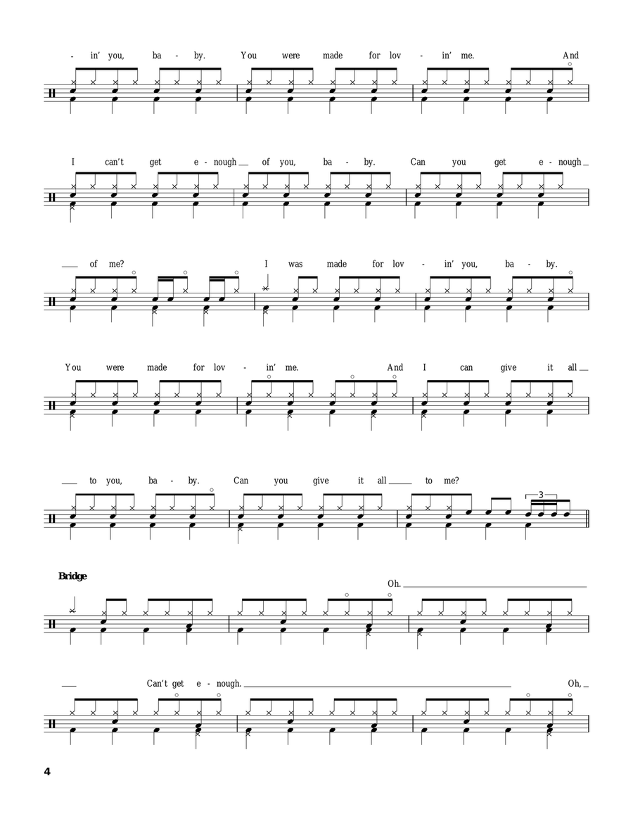 I Was Made For Lovin' You Drum Set scores gallery preview page 4