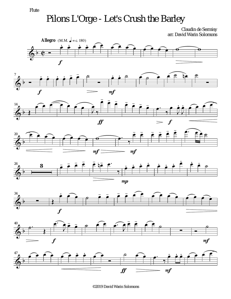 Pilons l'orge (Let's crush the barley) arranged for wind quartet Woodwind Quartet scores gallery preview page 5