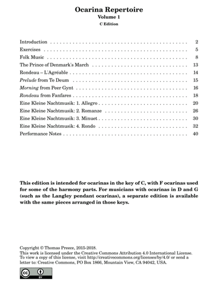 Ocarina Repertoire Volume 1 by Thomas Preece (C Edition)