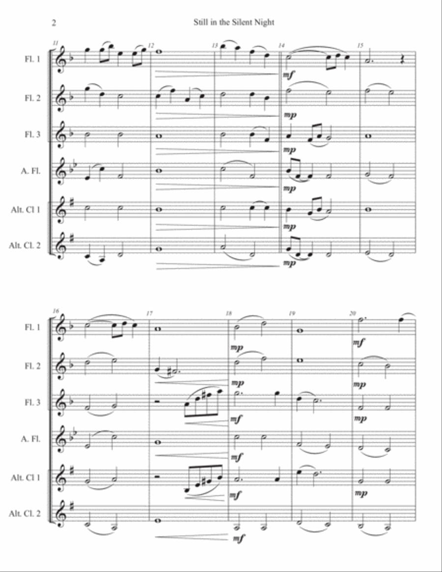 Be Still Silent Night (Still Still Still and Silent Night Woodwind Quartet scores gallery preview page 2