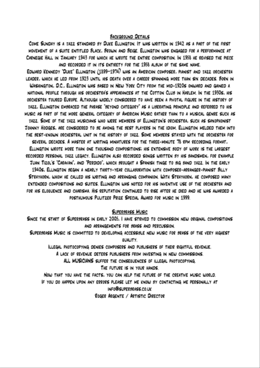 Come Sunday Brass Ensemble scores gallery preview page 2
