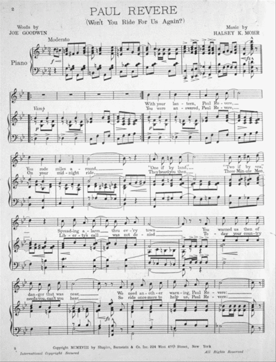 Paul Revere (Won't You Ride For Us Again?) Voice scores gallery preview page 2