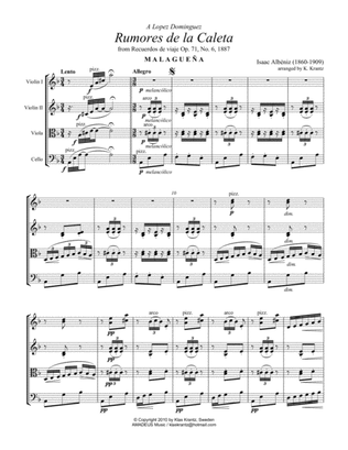 Rumores de la Caleta, Op. 71 for string quartet