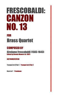 "Canzon No. 13" for Brass Quartet - Girolamo Frescobaldi