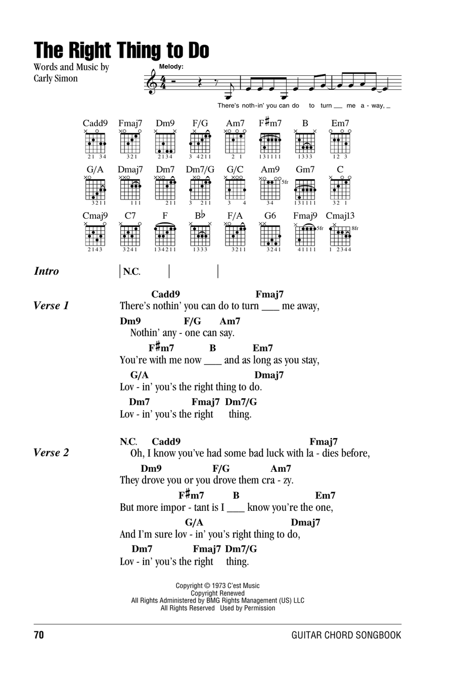 The Right Thing To Do Acoustic Guitar scores gallery preview page 1