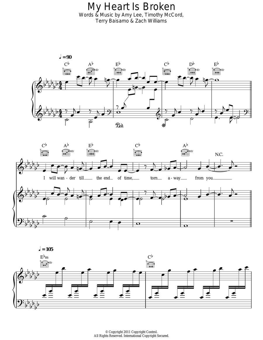 My Heart Is Broken Acoustic Guitar scores gallery preview page 1